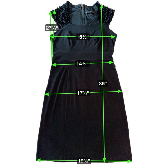 Saint Tropez West Black Ruffle Sleeve Sheath Size 8 Minimalist Quiet Luxury LBD - Picture 15 of 16